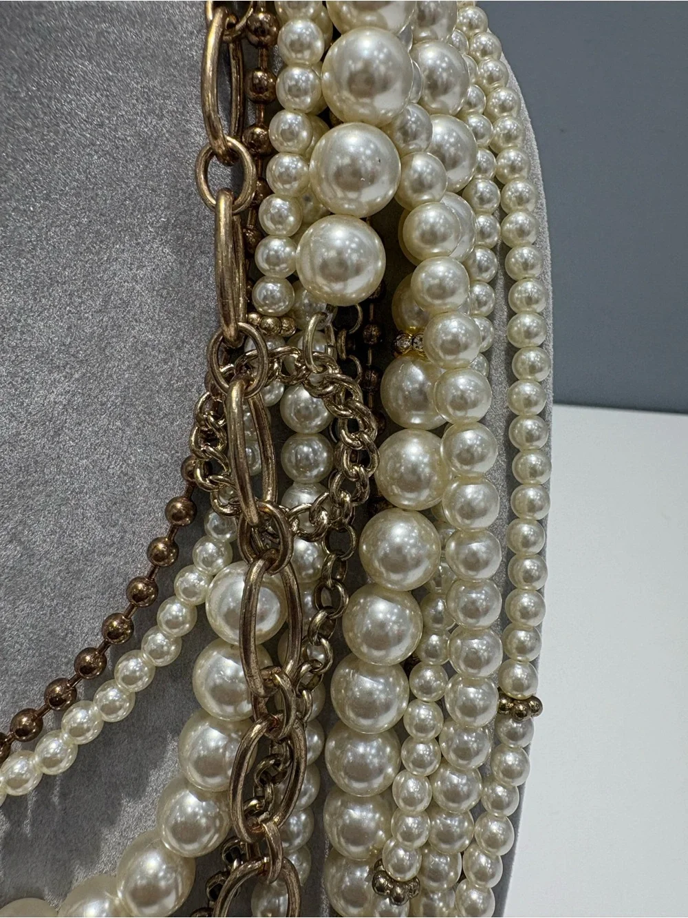 Aldo Multi-Strand Pearl and Gold-Tone Layered Necklace